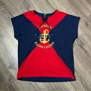 Lauren Ralph Lauren Short Sleeve Drawstring Blouse Size Xlarge